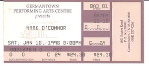 Mark O'Conner 1/10/98 Memphis TN Rare Ticket Stub! - Picture 1 of 1