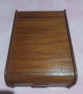 Vintage Mid-Century Teak Mini Roll Top Desk Organizer - Picture 1 of 6