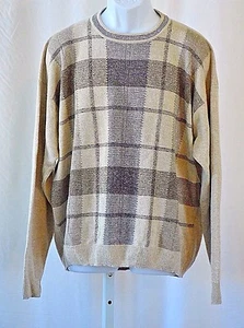 Bullock & Jones Scotland Brown Hand Made Intarsia Linen Silk Crewneck XL Sweater - Picture 1 of 9