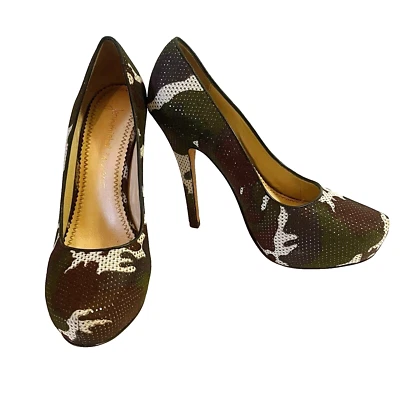 Jean-Michel Cazabat Womens Zilla Camouflage Pump Sequin Shoe Sz 9 39.5 Camo - Image 1 of 4