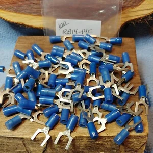 (100) RB14-14F Sta-Kon Fork Nylon Insul Terminal Connect 1/4" bolt 18-14 AWG T&B - Picture 1 of 3
