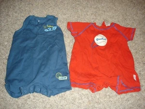 lot (2) Baby Healthtex 12m months 1 pc romper red baseball blue crab jumper - Picture 1 of 11