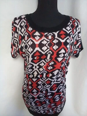 Heartsoul Mujer Manga Corta Suéter Rojo Negro Blanco Botones Laterales M Foto 1 de 4