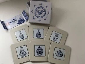 6er Set Untersetzer Blau und Weiß Ware BLAUE BLUMEN Vasen und Gläser NEU Neu im Karton - Bild 1 von 5