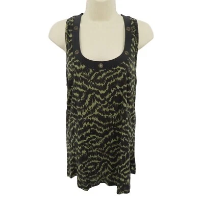 Camiseta sin mangas Trina Turk para mujer pequeña verde negra espalda deportiva malla ojal fluida Foto 1 de 4