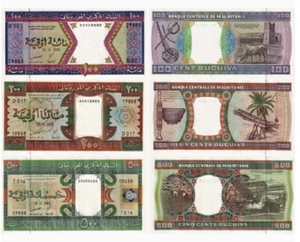 3Pcs Set 2002 Mauritania 100 200 500 Ouguiya P 4 P 5 P 8 NEW UNC BANKNOTE - Picture 1 of 4