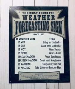 The Most Accurate Weather Forecasting Sign Metal New 12 1/2 x 16 inches - Picture 1 of 3