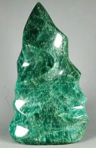AMAZONITE w/ SMOKY QUARTZ Crystal Polished Standup Druzy Flame Orbicular Reiki - Picture 1 of 12