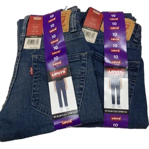 (2) LEVIS 511 Slim Blue Jeans Stretch YOUTH Sz 10 Reg 25 x 26 Adjustable Waist - Picture 1 of 11