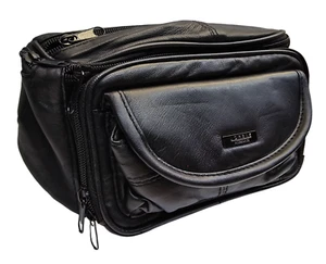 Schwarze Leder große Bauchtasche Geld Gürtel Urlaub Reise Bauchtasche Hüfttasche - Bild 1 von 16