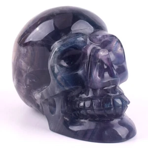 5.2'' Natural Colorful Fluorite Hand Carved Crystal Skulls , Crystal Healing - Picture 1 of 9