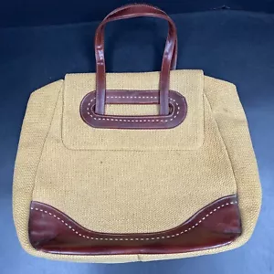 Vintage Garay Bindfäden Seil gewebt veganes Kunstleder Doppelgriff Tragetasche Handtasche - Bild 1 von 11