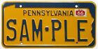 Vintage Pennsylvania 1966 Sample License Plate