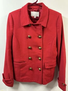 Old Navy Women’s Medium Red Double Breasted Pea Coat - Picture 1 of 6