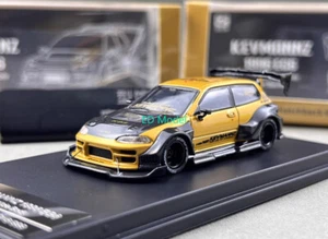BN DCM 1:64 Gold CIVIC Kevmannz GT EG6 Long Widebody Model Diecast Metal Car - Afbeelding 1 van 10