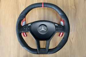 Mercedes W204 W212 C E AMG W218 W207 W172 SLK SL volant Alcantara - Photo 1/3