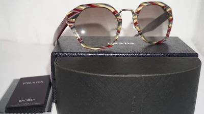 Nuevas gafas de sol PRADA verdes a rayas borgoña gris degradado PR 04TS VAP0A7 55 140 Foto 1 de 4
