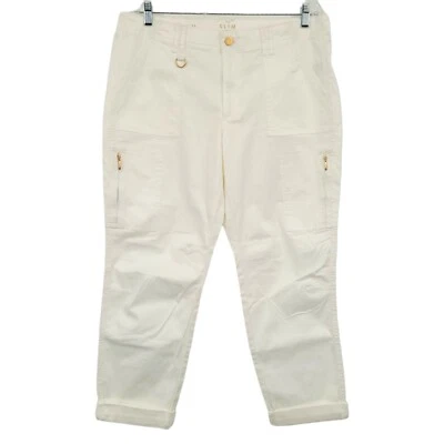 White House Black Market Women's Slim Crop Cargo Pants White Size 14 - Image 1 of 4