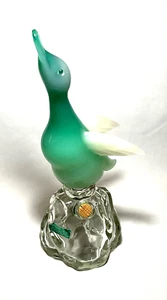 SEGUSO MURANO Beautiful Early WINE DECANTER w/Green Alabaster Duck ~ Italy - Picture 1 of 11