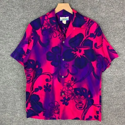 Vintage 1950s PENNEY'S Rayon Hawaiian Floral Shirt Buttons Down Large - Image 1 of 4