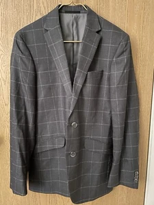 Men’s 36 R Kenneth Cole Gray Plaid Suit Jacket Blazer Sport Coat - Picture 1 of 5