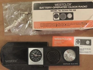Radio Reloj Westclox Estado Sólido AM FM De Colección Modelo 80144 Probado Funciona, Estuche y Caja - Imagen 1 de 12