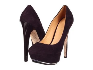 L.A.M.B Gwen Stefani Dolores Plum Suede pumps slip on heels platform NEW LAMB - Picture 1 of 7