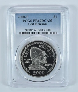 2000-P Leif Ericson Commemorative Dollar PR69 DCAM PCGS Blue Label *2502 - Picture 1 of 5