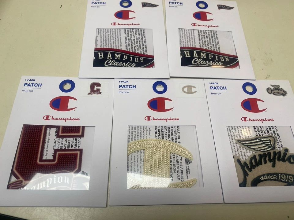 5 Champion Iron-On Patches 1-Pack  Logo Brand New 1 Per Pack - Image 1 of 1
