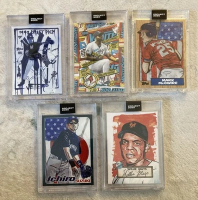 Lote de 5 Project 2020 Topps Ichiro, Mays, Jeter, McGwire, Thomas Foto 1 de 2