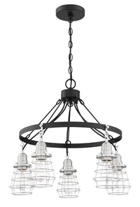 Flat Black Brushed Polished Nickel Five Light Chandelier from the Thatcher - Picture 1 of 1