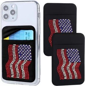 Selbstklebende Handy-Kartenhalter Tasche für Handyhülle USA amerikanische Flagge 2 Stück - Bild 1 von 4