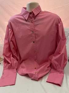 Beulah Isaiah 62:4 rosa leichtes Langarmshirt mit goldenen Knöpfen Damen Gr. XL 18 - Bild 1 von 4