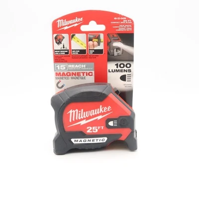 (NEW) Milwaukee 48-22-0428 25' Compact Magnetic Tape Measure - Image 1 of 4