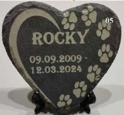 Gedenktafel Schiefer Grabstein,Grabplatte Haustier mit Gravur, mehrere Motive! - Bild 1 von 4