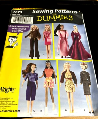 Simplicity Sewing for Dummies Pattern 7073 Fashion Doll Clothes 11 1/2" New Uncu - Image 1 of 4