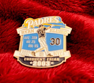 MLB San Diego Padres Ryan Klesko #30 2002 MVP Frequent Friar 2003 Hat Lapel Pin  - Image 1 of 3