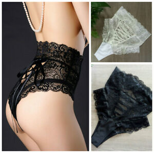 Ladies High Waist Lace Stretch Panties Sexy G-String Briefs Lingerie Underwear