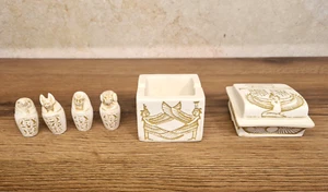 Rare Small Ancient Egyptian Canopic Chest housing 4 Ancient Canopic Jars - Picture 1 of 18