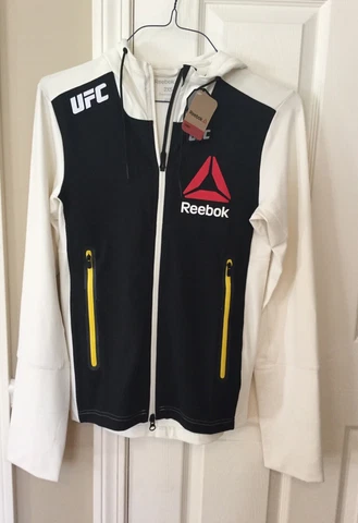 Reebok Official UFC League Fight Kit Full Zip Walkout Hoodie Chalk Black 2XS NWT Cover