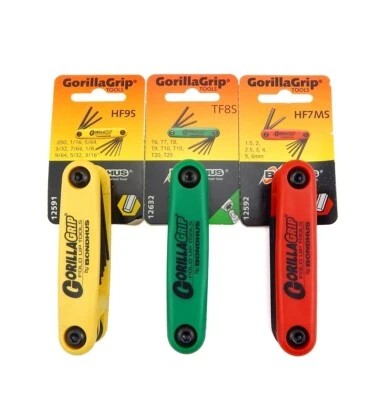 Bondhus Gorilla Grip Small Size Hex Torx Star Fold Up Wrench Set Metric SAE Inch - Image 1 of 4