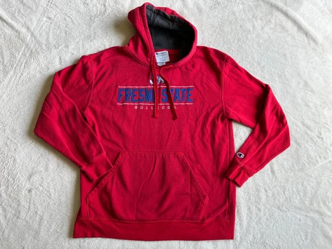 Fresno State Bulldogs Sweatshirt Adult Large Red Champion Hooded Pullover Mens Cover