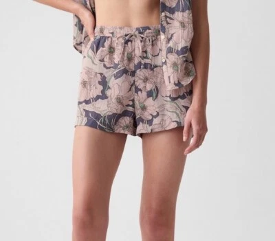 NUEVO CON ETIQUETAS - Gap Body GRANDE Gasa Arrugada Modal Algodón Lino Floral PJ Pantalones Cortos de Salón Foto 1 de 4