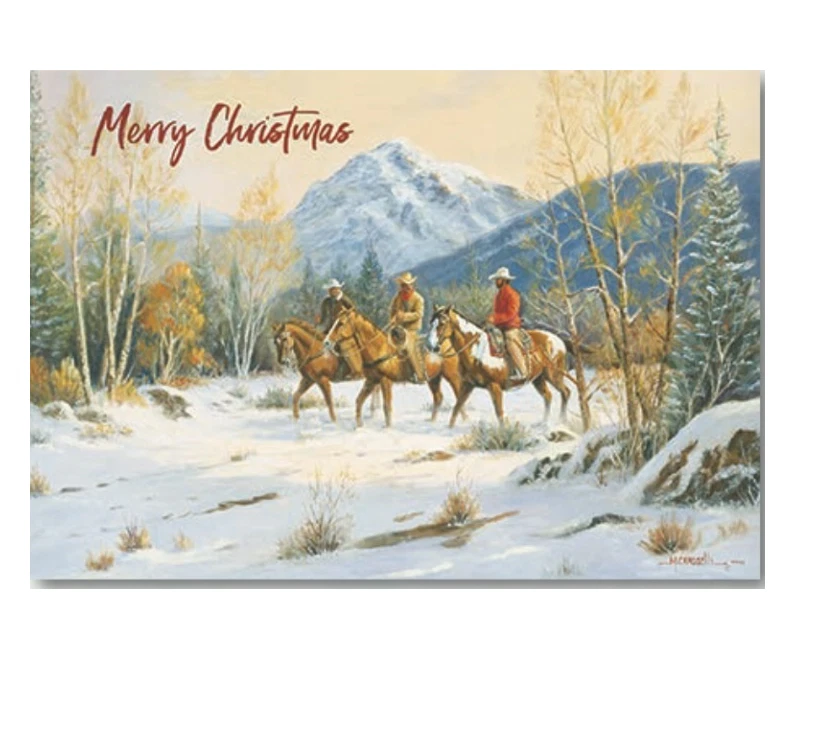 Three Cowboys Boxed Christmas Cards (Pack of 10) Western Greeting - Image 1 of 1