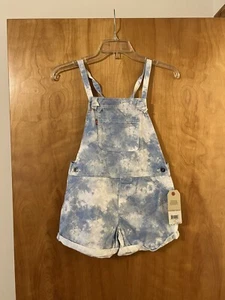 Levi's Shortalls Bibs Blue Tie-Dye Short Overalls NWT Girls Shortall Size 12 - Picture 1 of 8