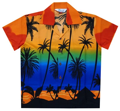 Hawaiian Shirts Boys Coconut Tree Beach Aloha Party Camp Short Sleeve Holiday - Image 1 of 2