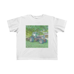 Toddler T Shirt Kids 100% Cotton Tee Old School Tractor Graphic Farm Outdoors - Picture 1 of 9
