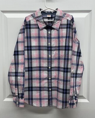 Camisa convertible con botones a cuadros rosa/azul marino/blanco Gymboree usada en excelente estado para niños MEDIANA (7-8) Foto 1 de 4