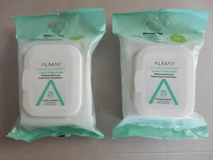 (2) ALMAY/BIODEGRADABLE CLEAR COMPLEXION/MAKEUP REMOVER CLEANSING TOWELETTES   - Picture 1 of 3