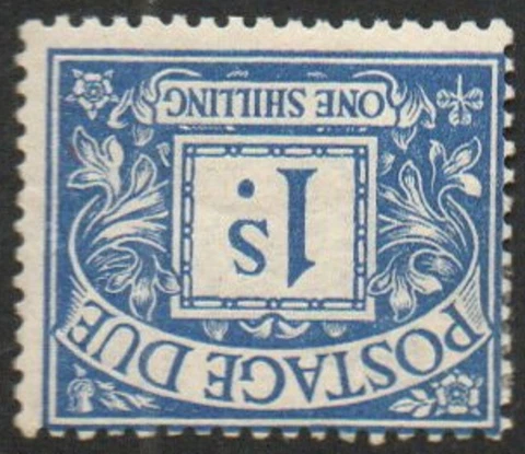 D8Wi, 1914 POSTAGE DUES, 1/- BRIGHT BLUE WMK SIDEWAYS INVERTED, M/MINT Cover